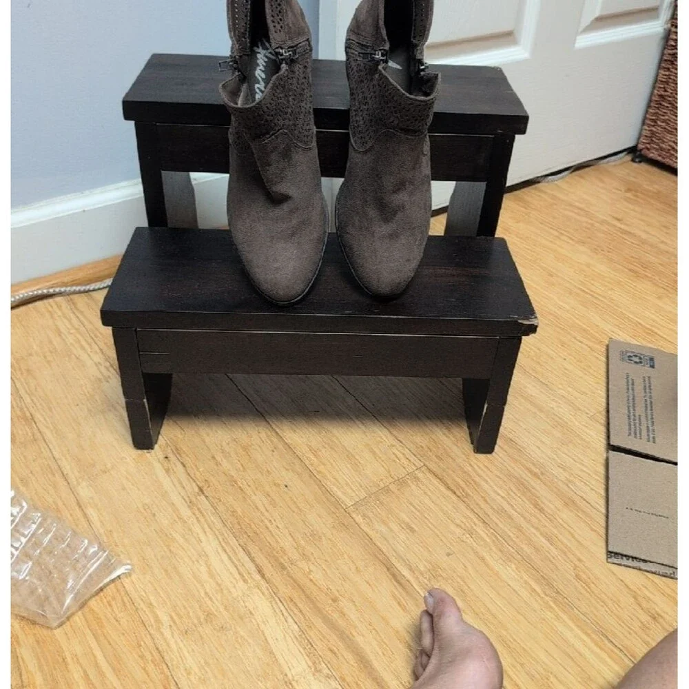 American Rag Abby Cut Out Ankle Booties Dark Brown - Side Zip Low Heel Sz 9.5